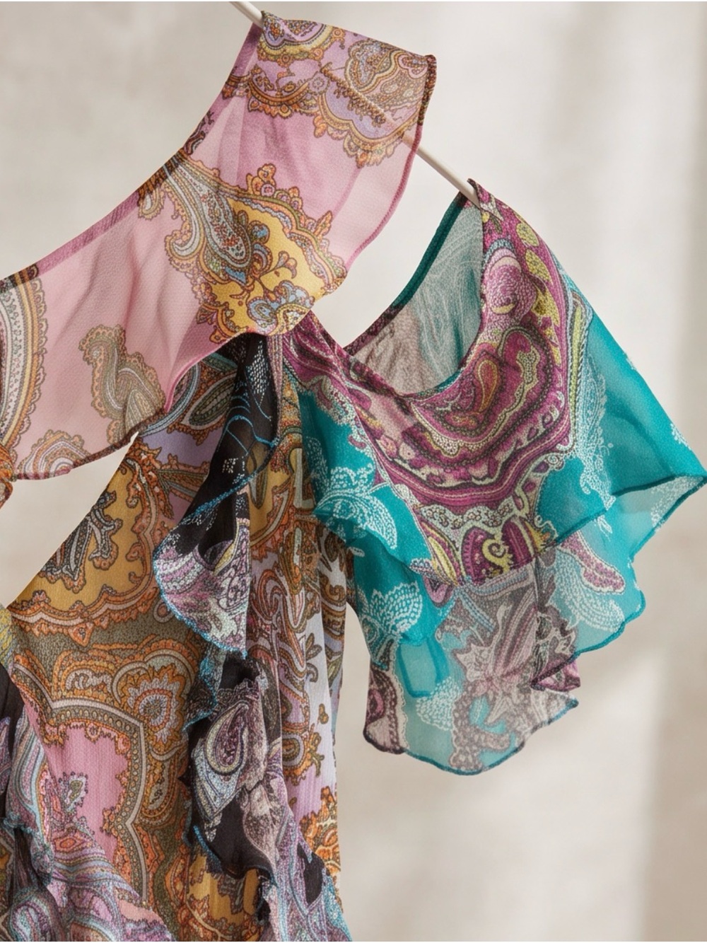 Boho Multi-Color Ruffled Maxi Dress - Picture 3 of 4